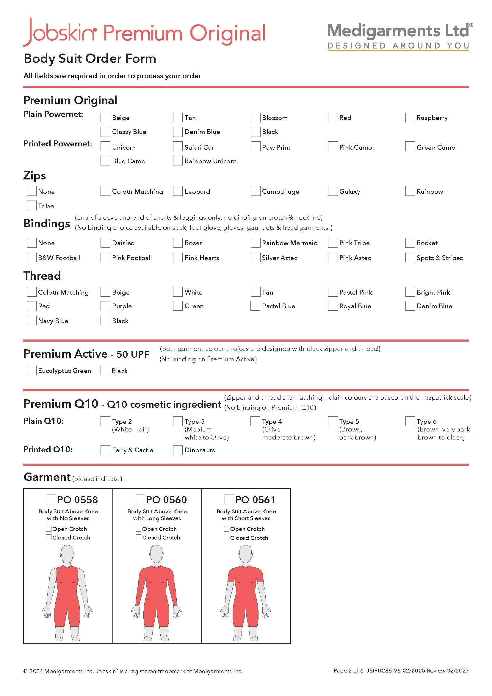 Jobskin Premium - 503 Torso Order Form - Electronic