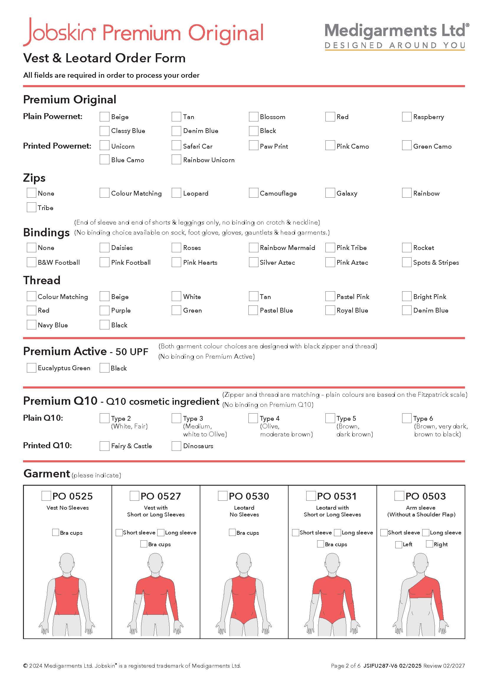 Jobskin Premium - 503 Torso Order Form - Electronic