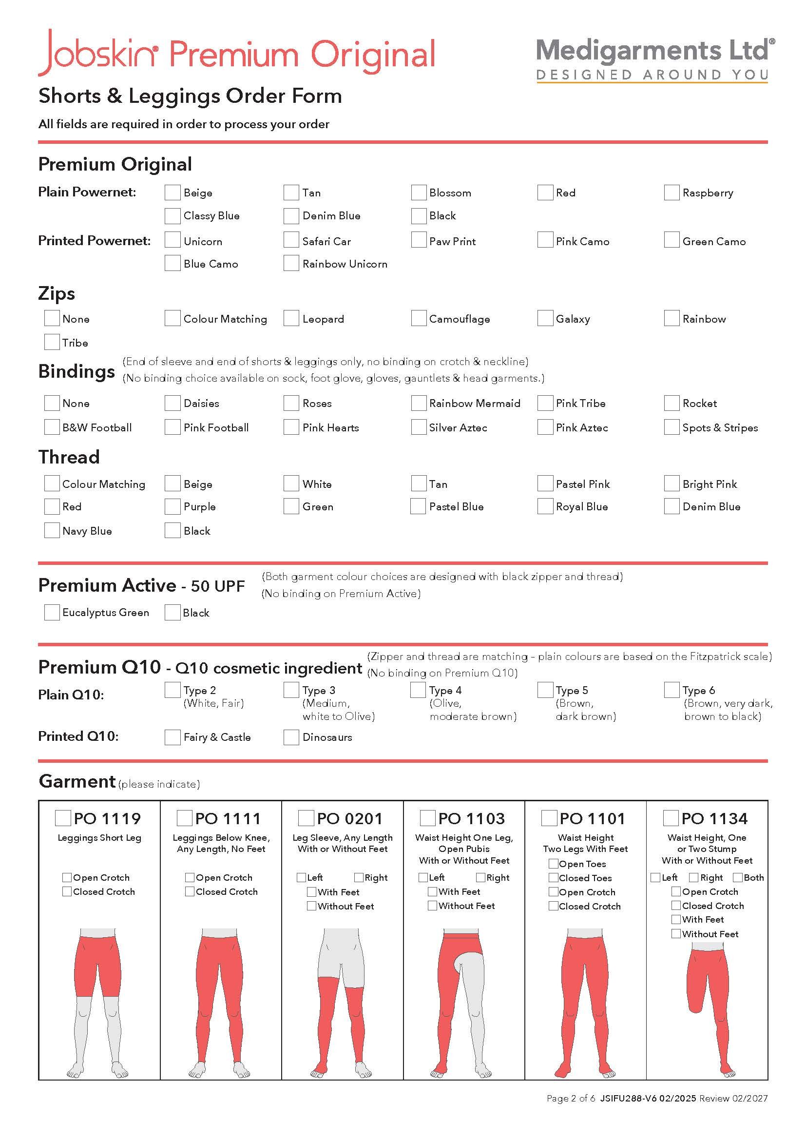 Jobskin Premium - 506 Lower Extremity Order Form - Electronic