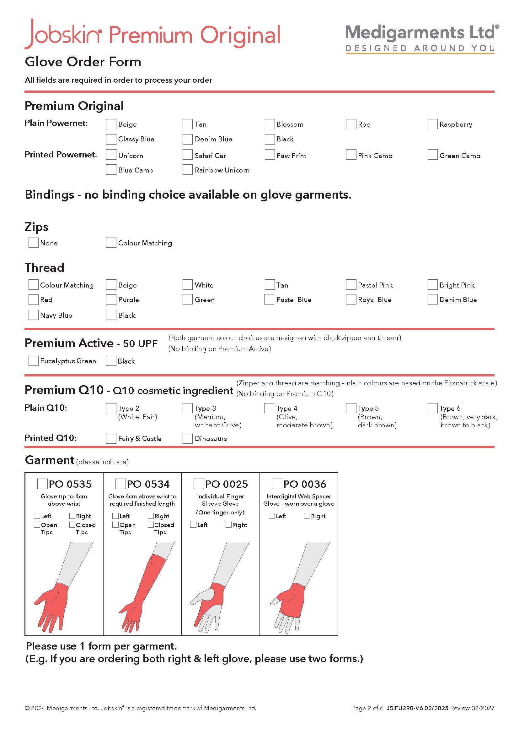 Jobskin Premium - 504 Arm Order Form - Electronic