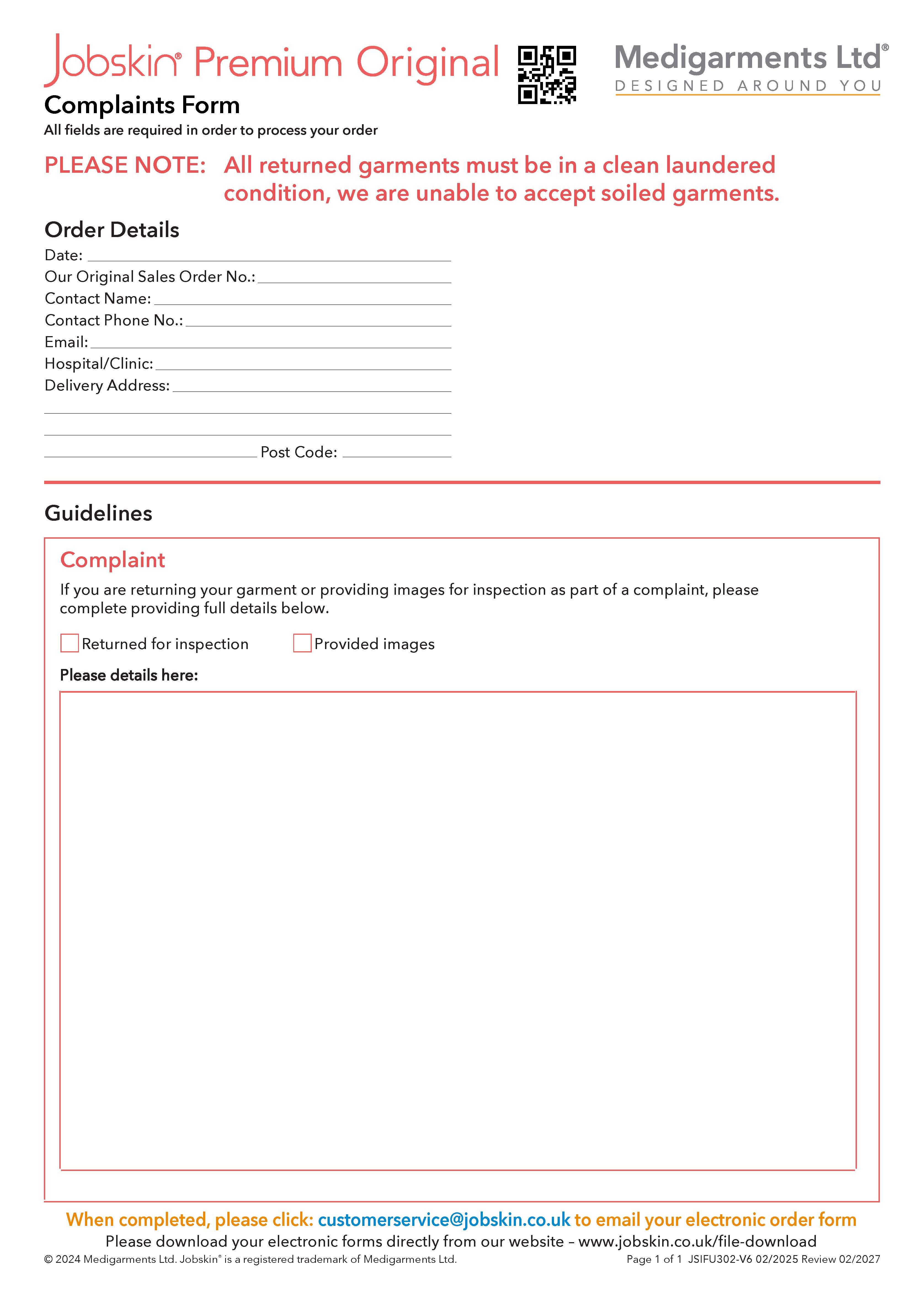 JSIFU303 V1 Premium Complaints Form 112024