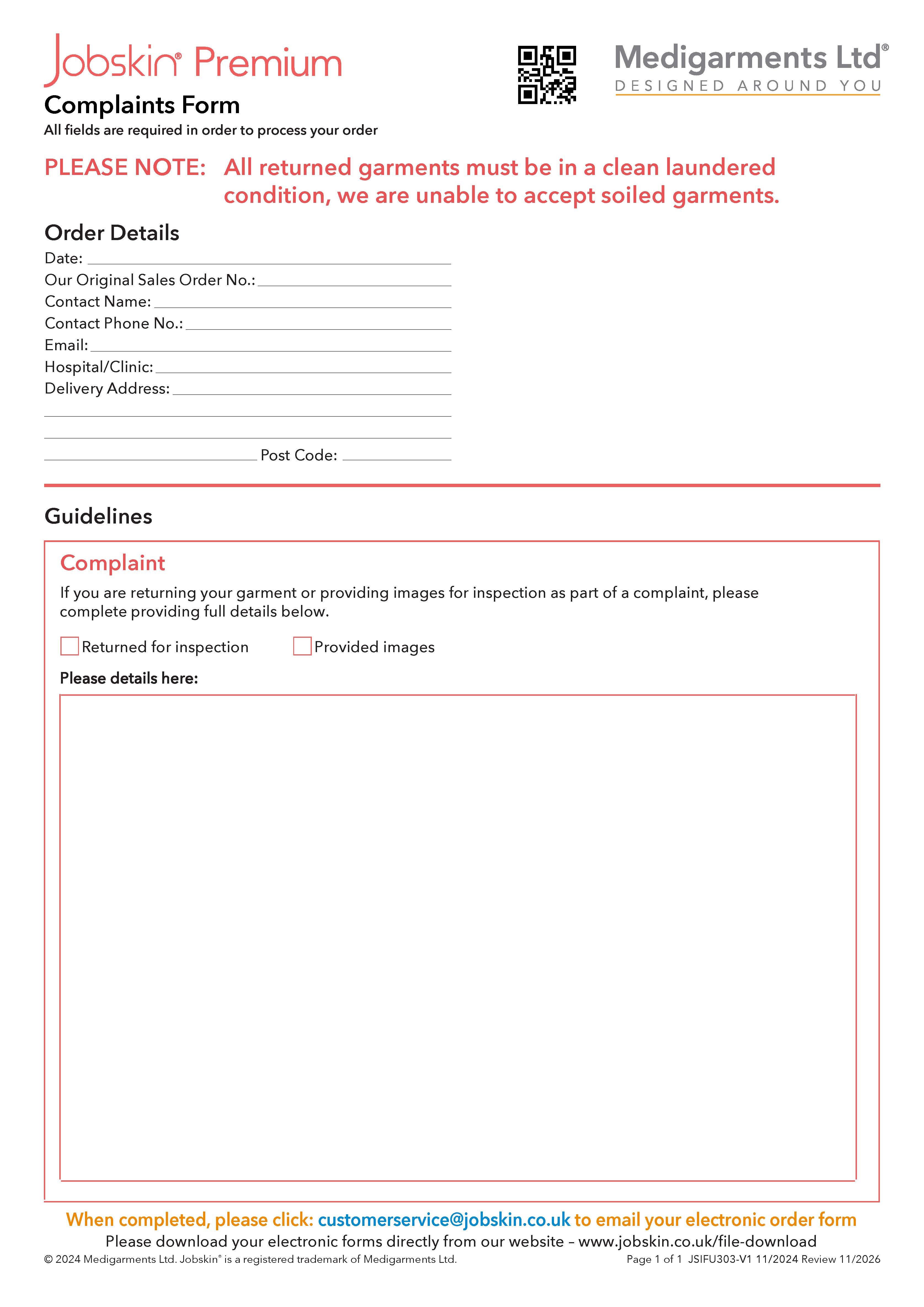 JSIFU303 V1 Premium Complaints Form 112024